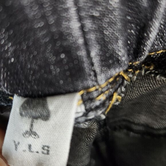 Elastic Waistline 5 Pocket Patchwork Denim Jeans 31x26 - Picture 6 of 10